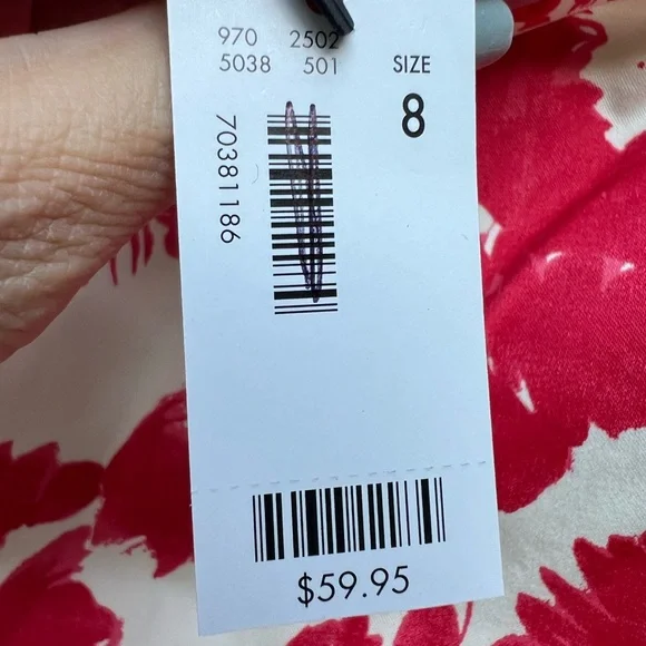 THE LIMITED Red Cream Watercolor Floral Stretch Pencil Skirt Women’s 6 NWT NEW - Picture 5 of 10